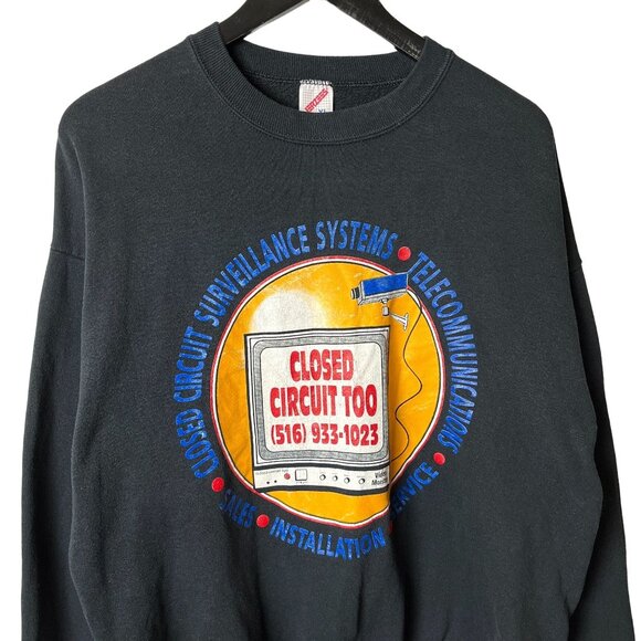 Vintage 80s 90s Jerzees Closed Circuit Surveillance Systems Graphic Crewneck XL - Picture 1 of 13